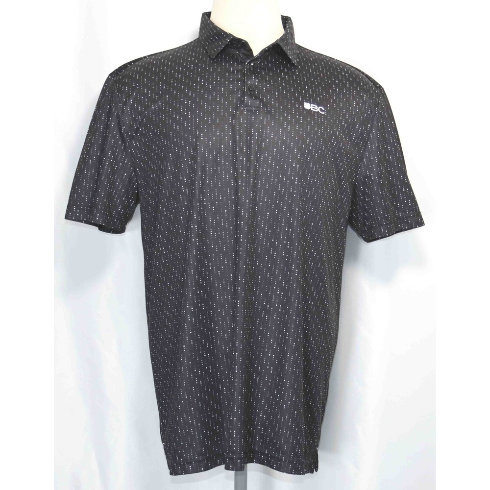 Black‎ Clover Black Performance Stretch Geometric Golf Polo Shirt Mens Size XL